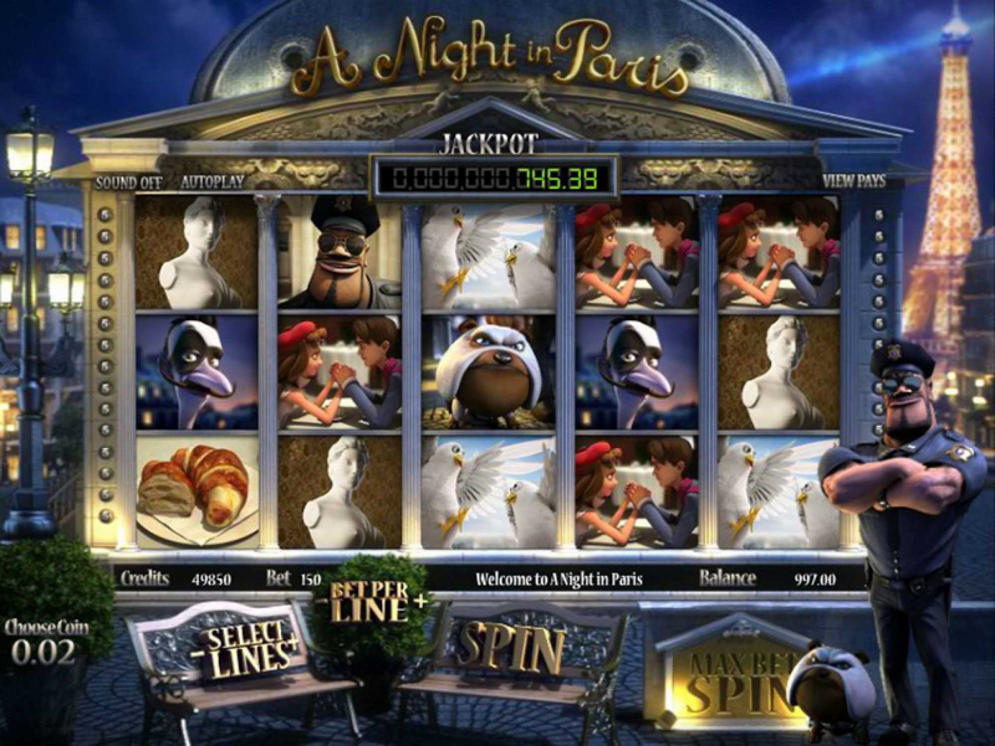 A Night in Paris slot game screenshot