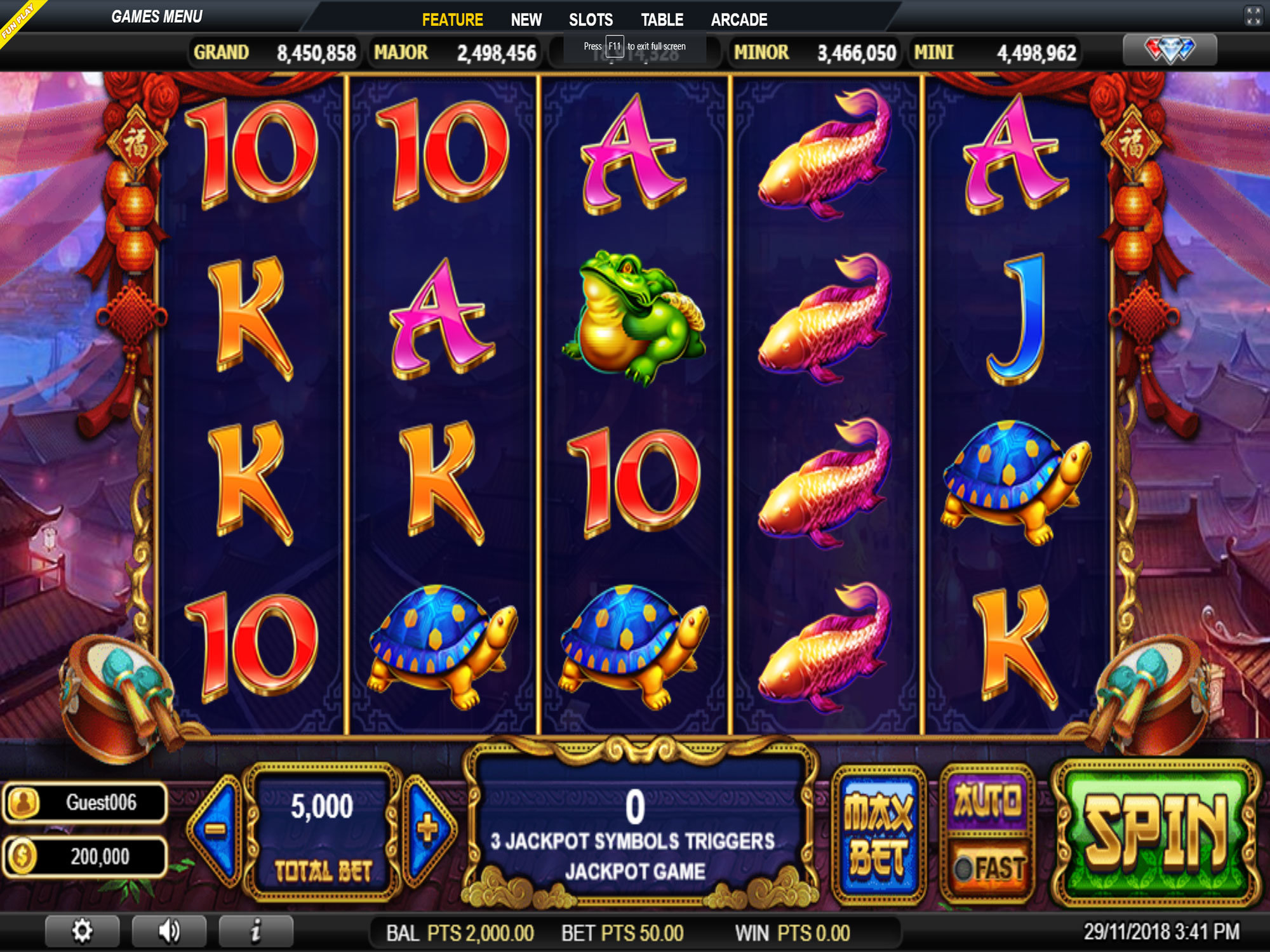 Arcade Fortunes slot machine screenshot