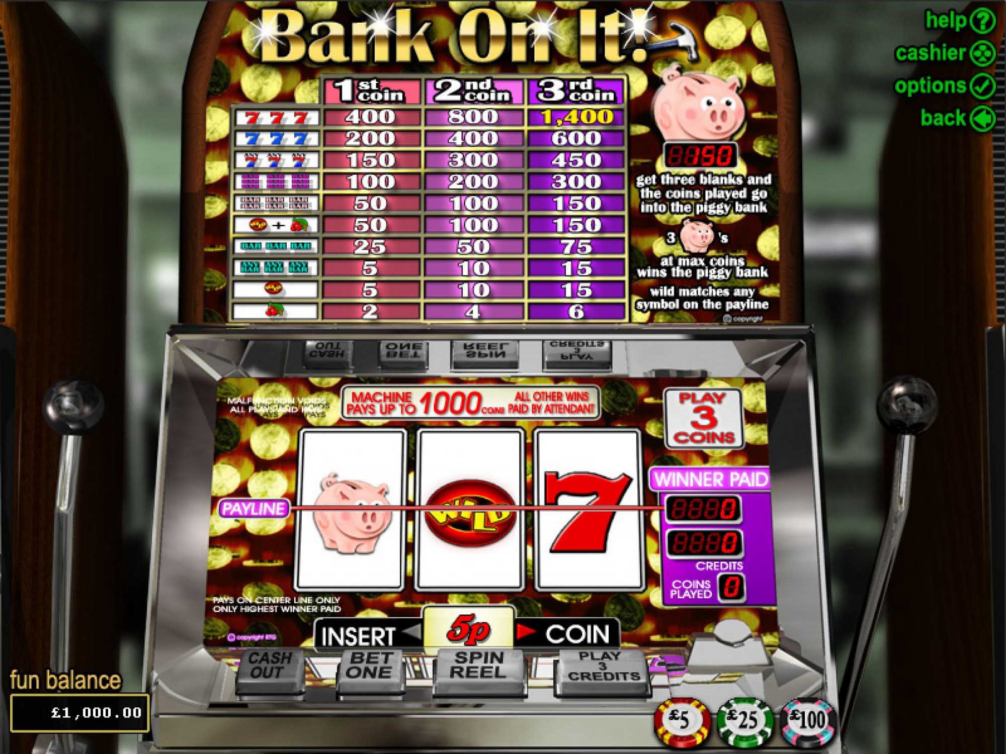 Bank on It slot machine screenshot