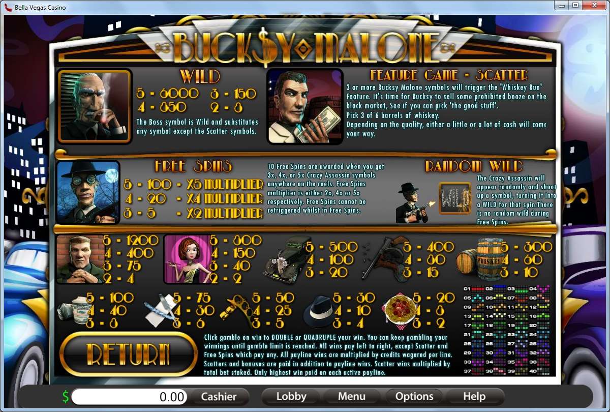 Bucksy Malone slot game screenshot