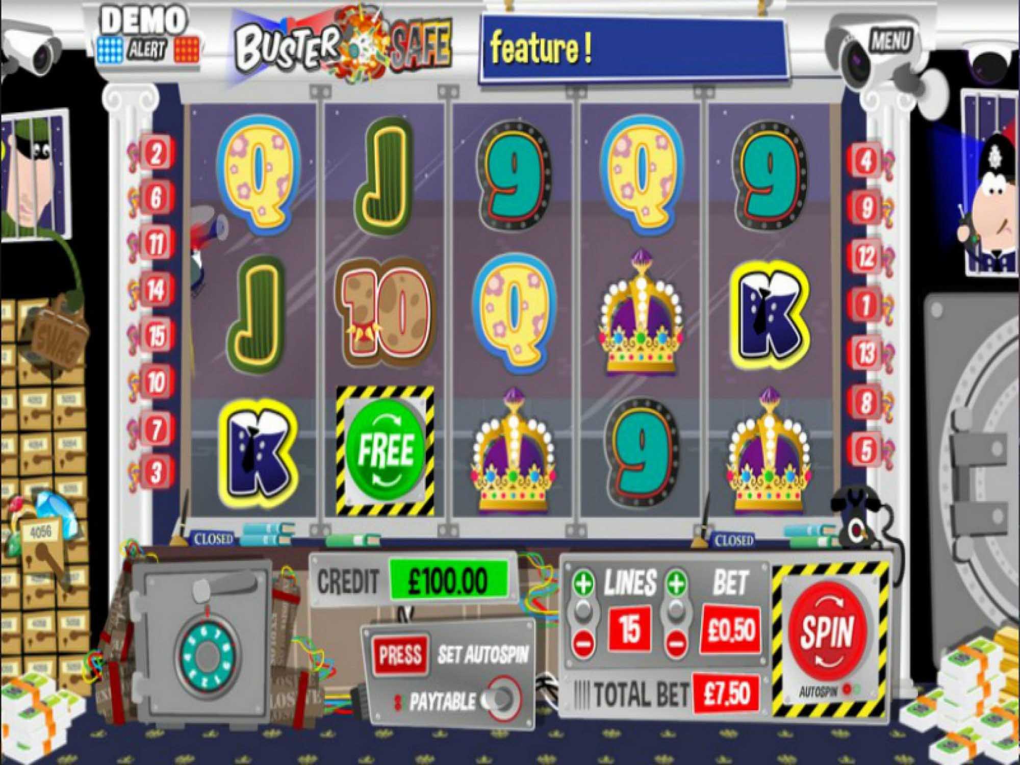 Buster Safe video slot machine screenshot