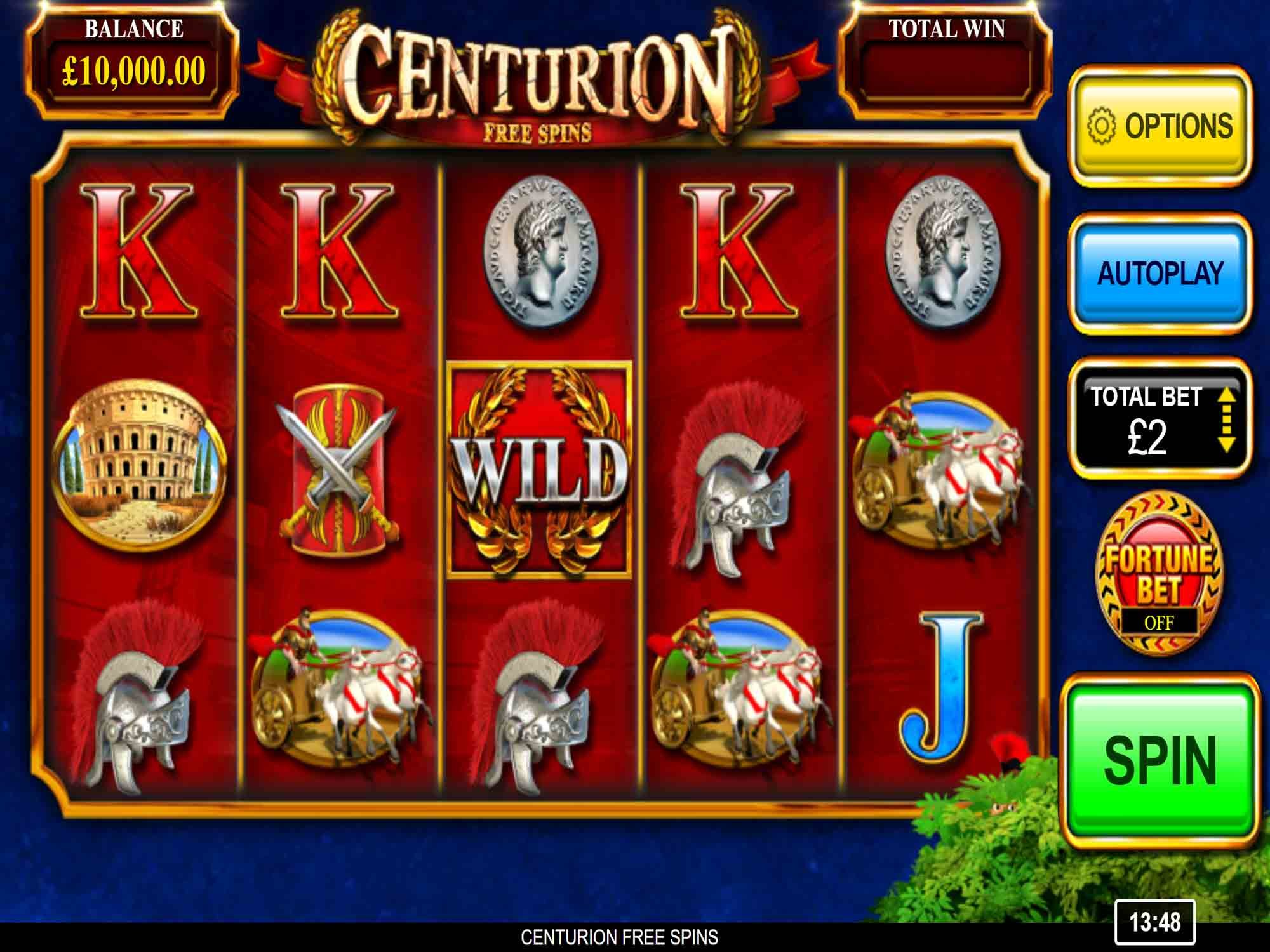 Centurion Free Spins video slot game screenshot