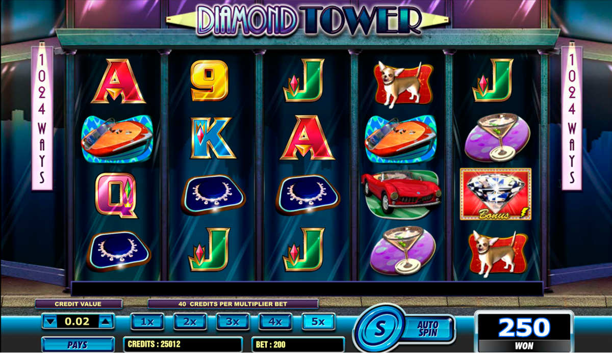 Diamond Tower video slot machine screenshot