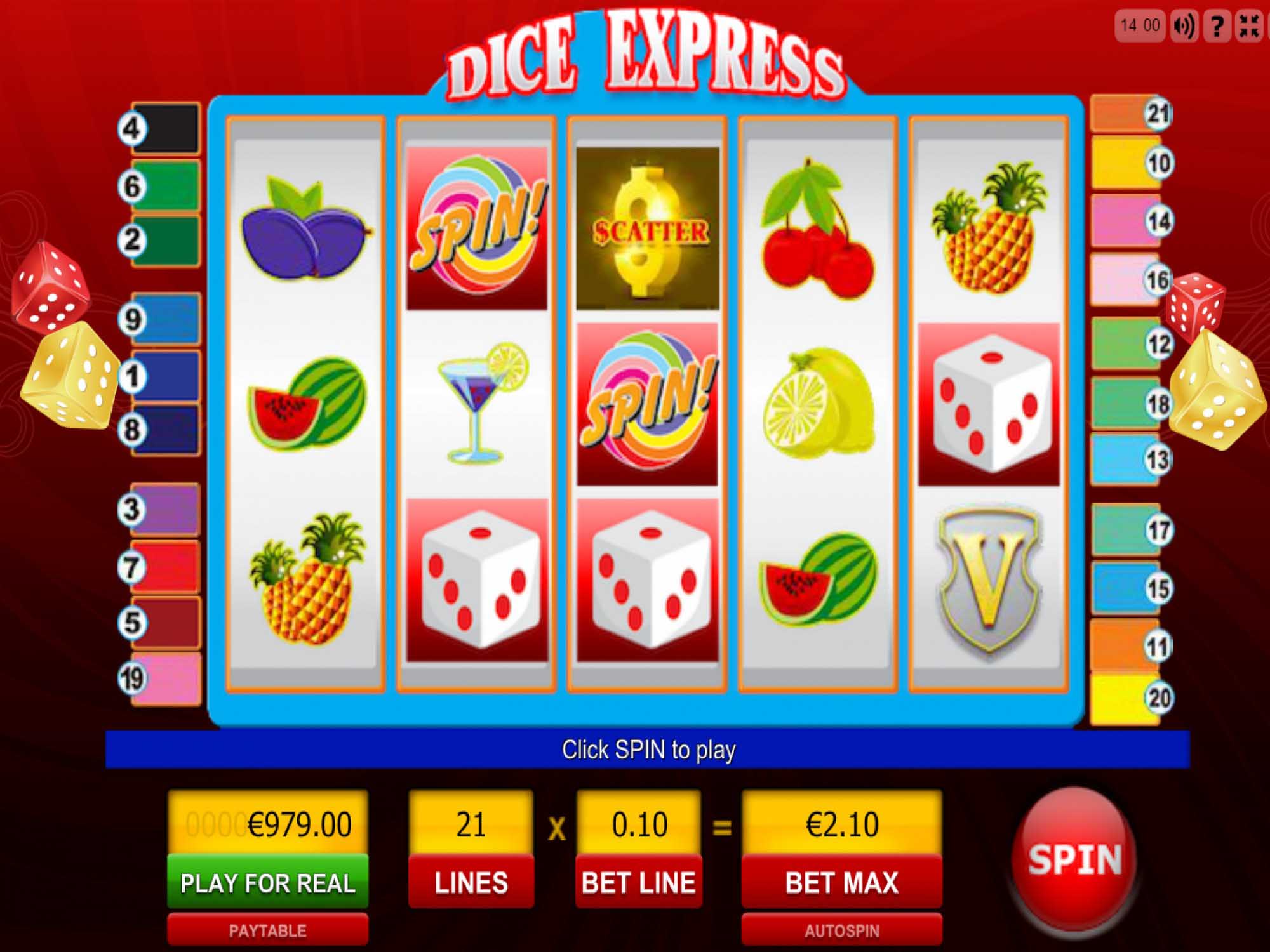 Dice Express slot game screenshot