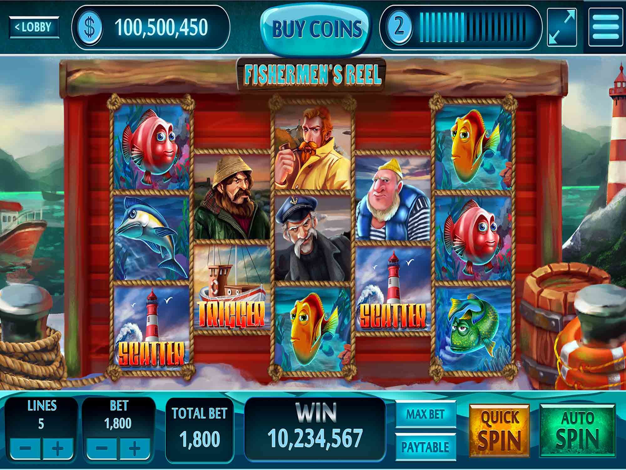 Fishermen slot machine screenshot