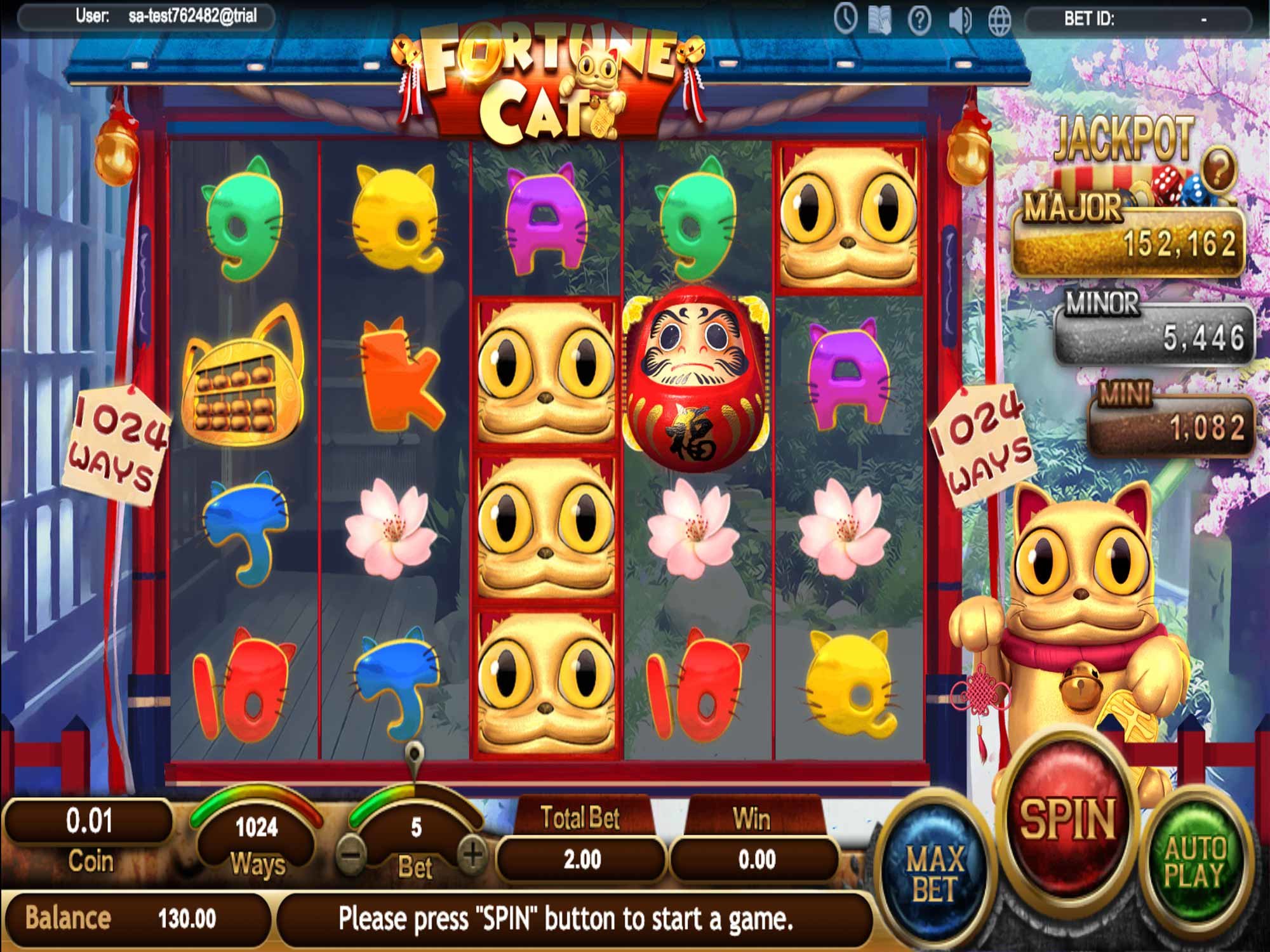 Fortune Cat video slot machine screenshot