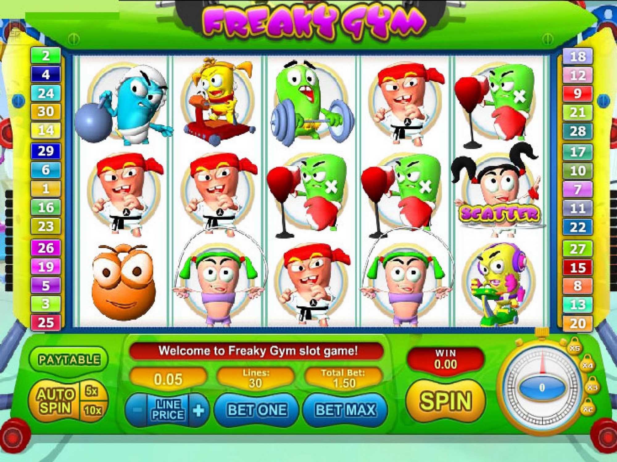 Freaky Gym video slot game screenshot