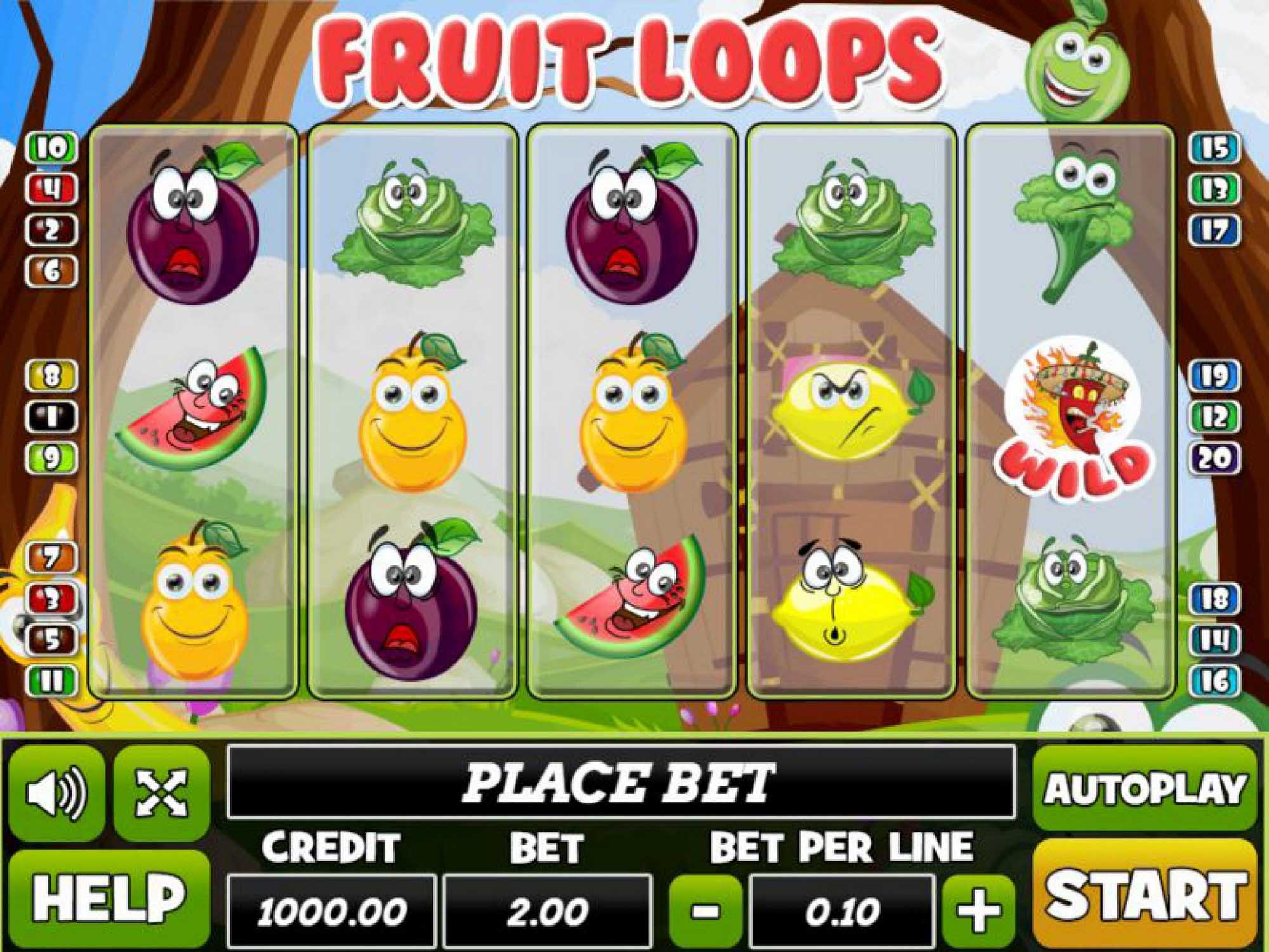 Fruit Loops video slot machine screenshot