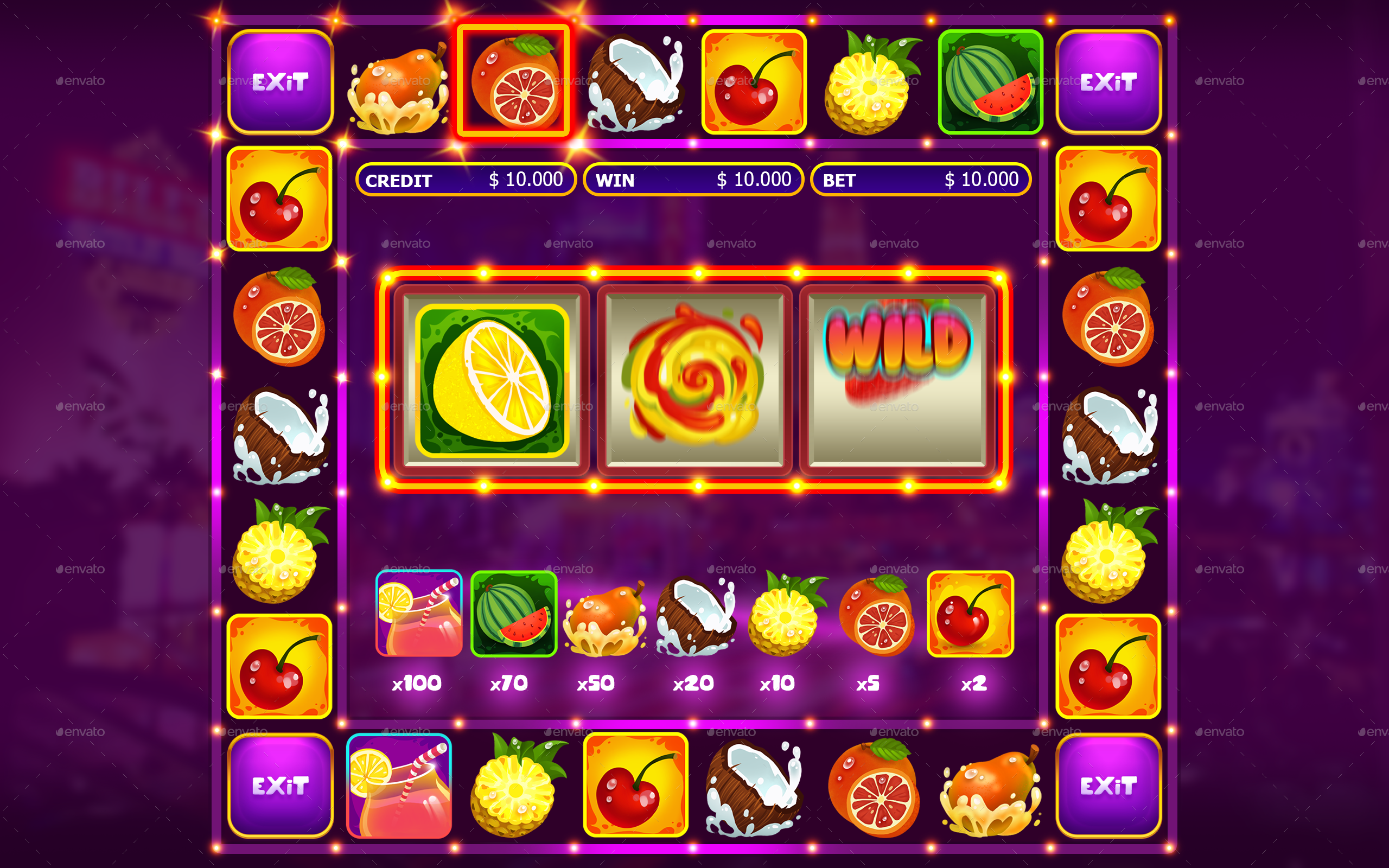 Fruit video slot machine screenshot