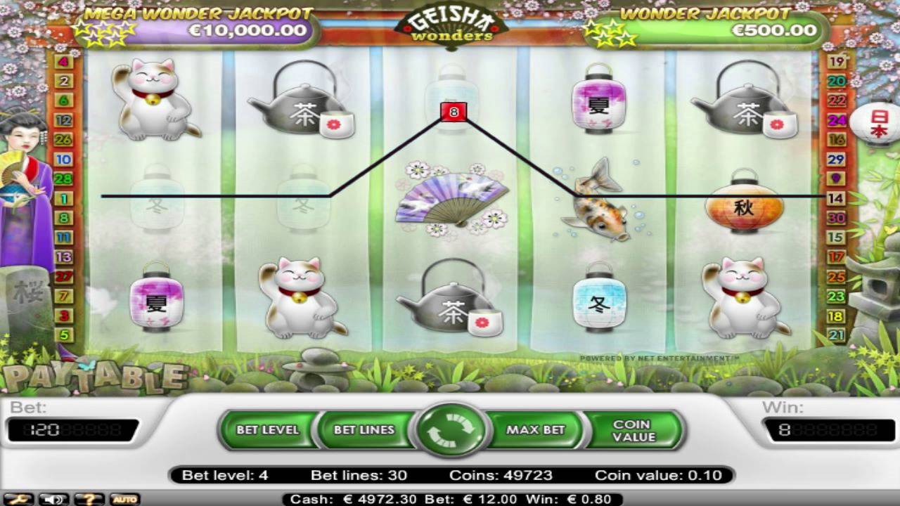 Geisha Wonders slot game screenshot