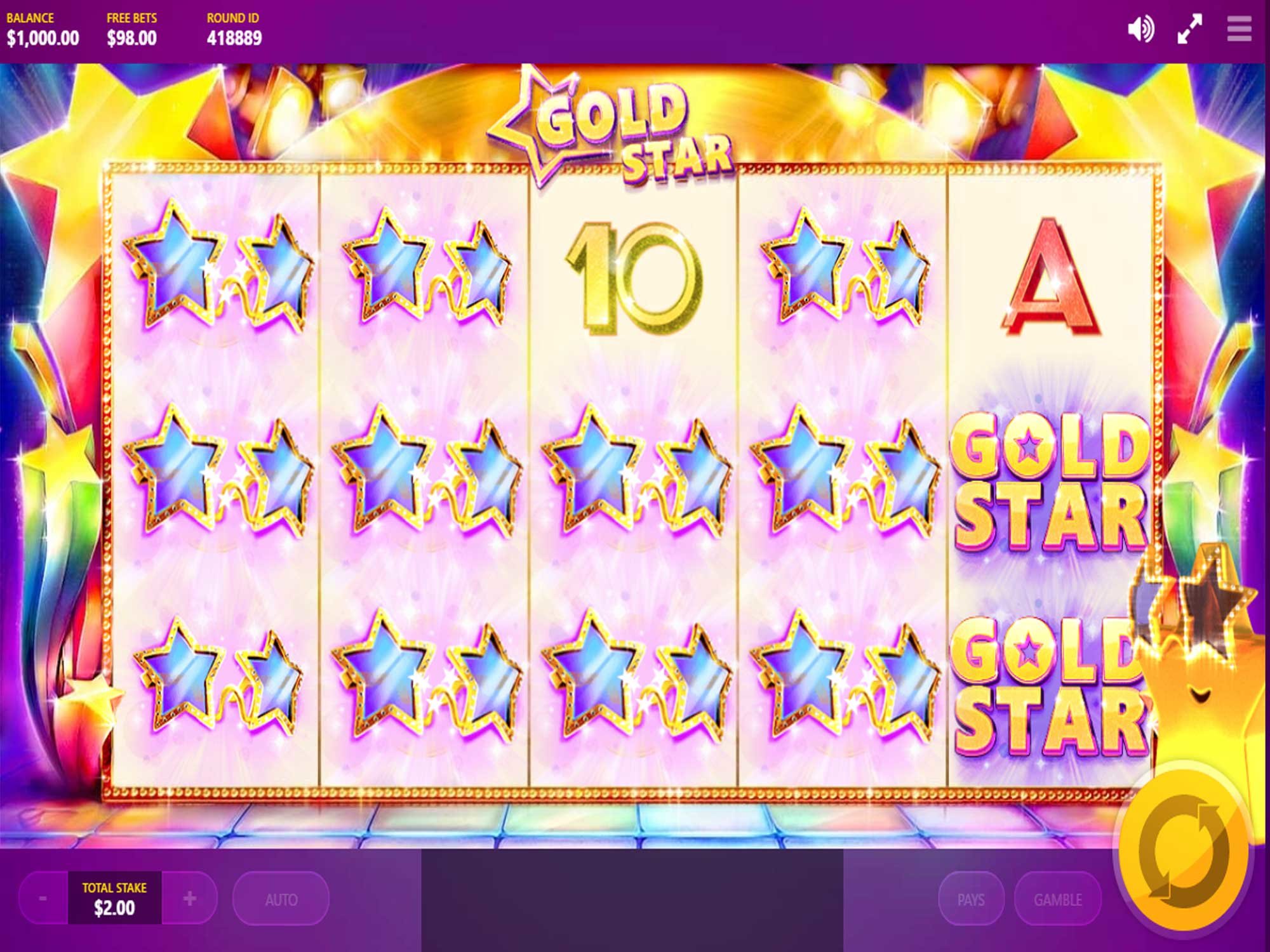 Gold Star video slot game screenshot