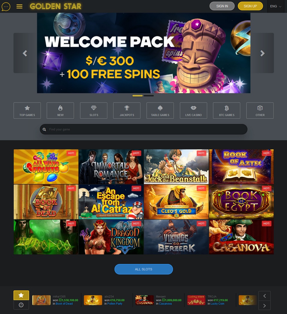 Gold Star video slot machine screenshot