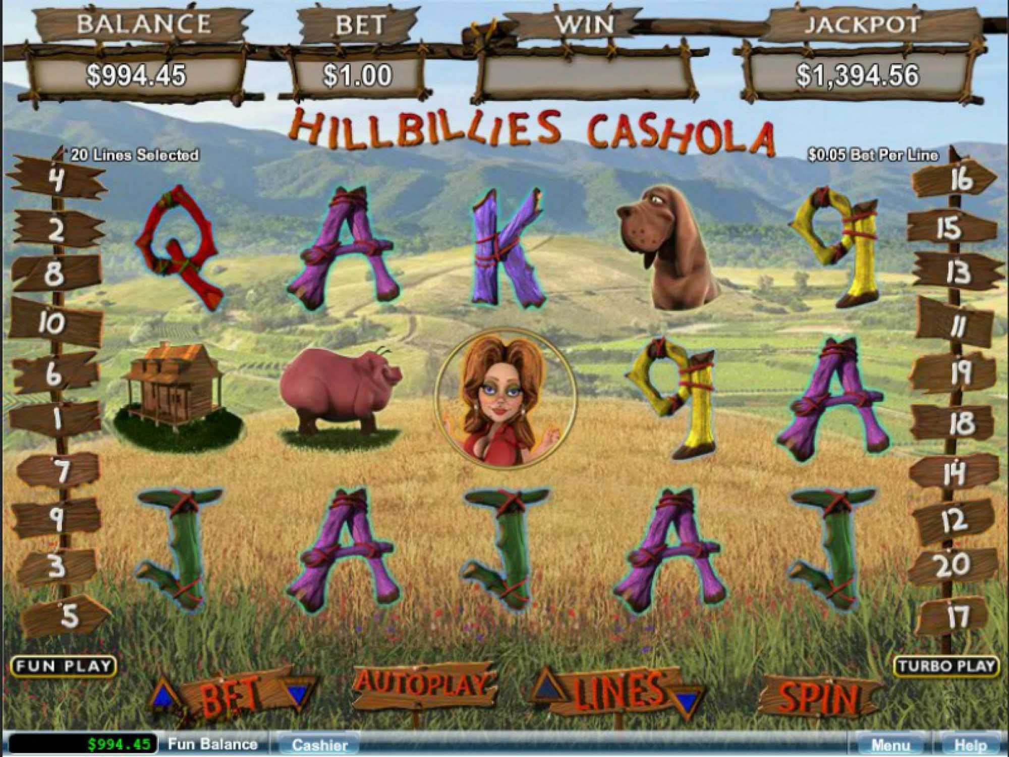 Hillbillies Cashola video slot game screenshot