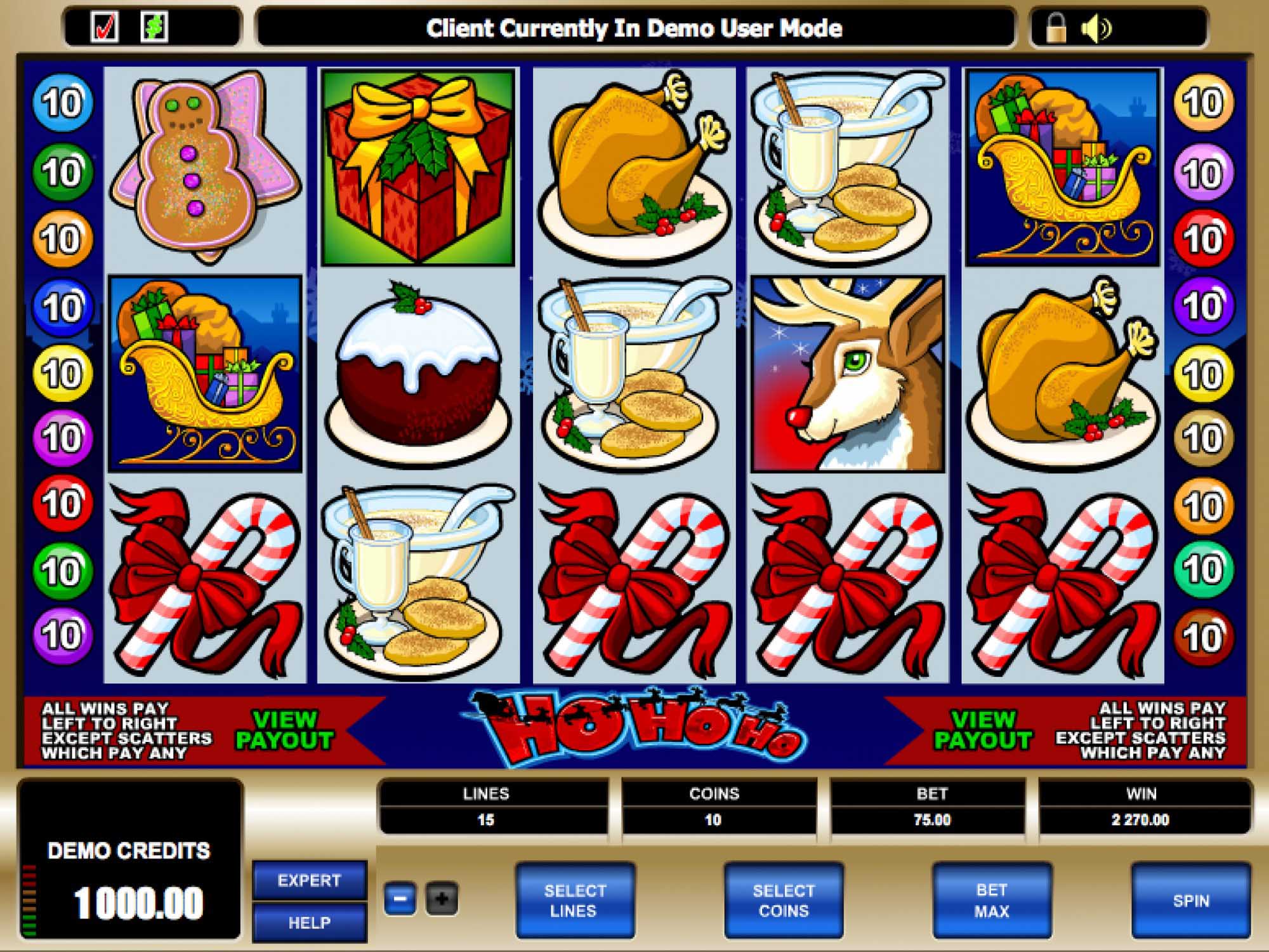 Ho Ho Ho video slot machine screenshot