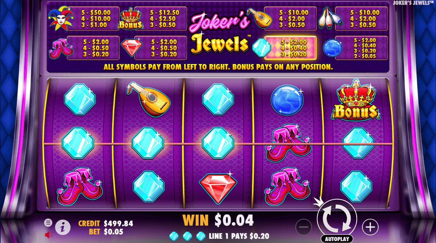 Joker's Jewels slot machine screenshot