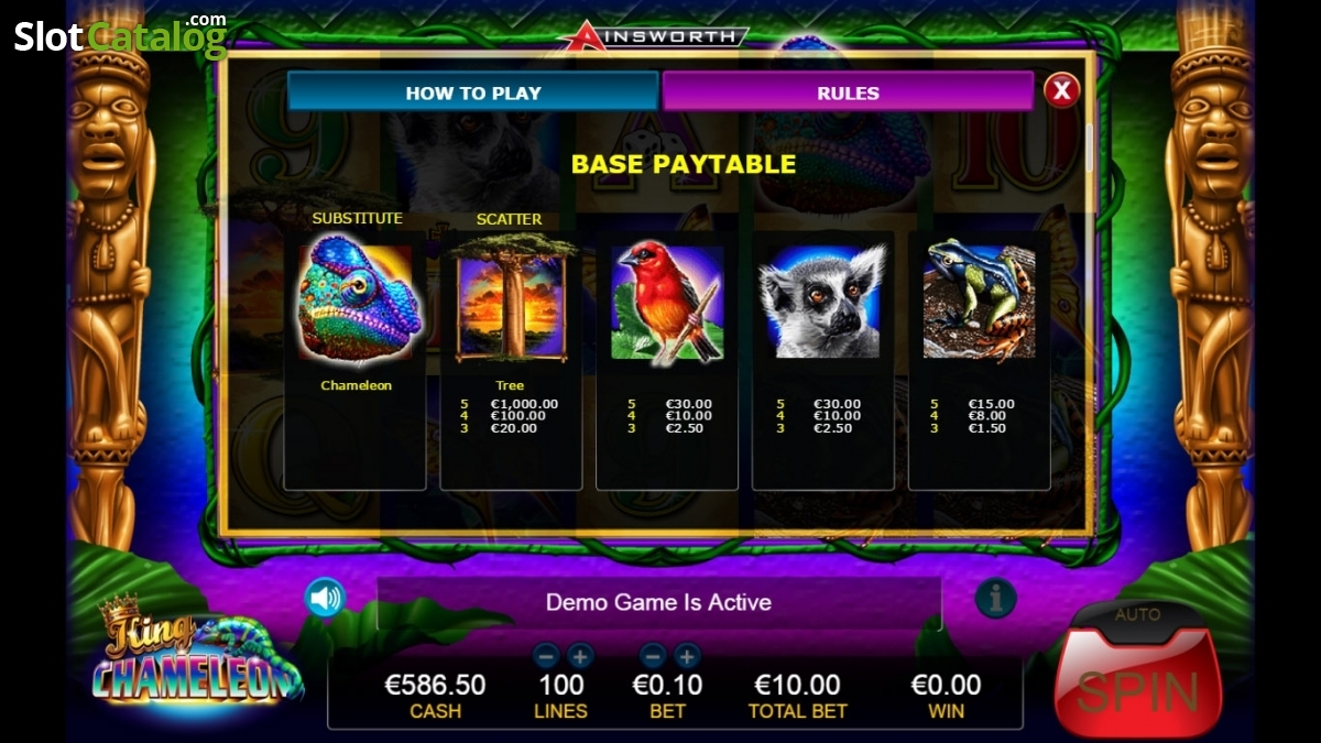 King Chameleon video slot machine screenshot