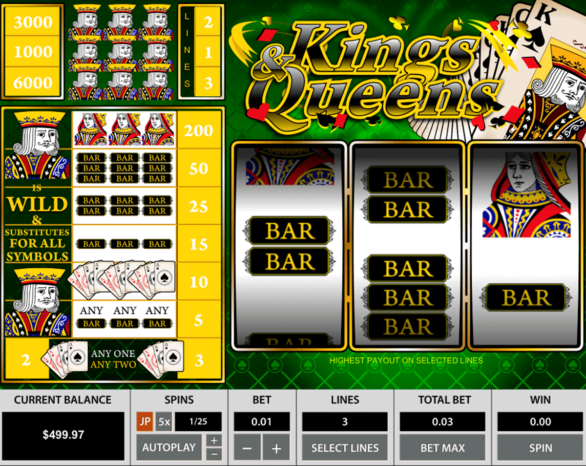 Kings Queens video slot machine screenshot