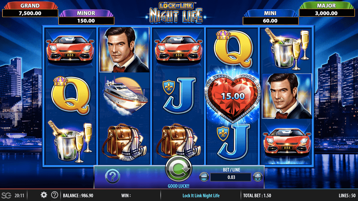 Lock it Link Night Life slot machine screenshot