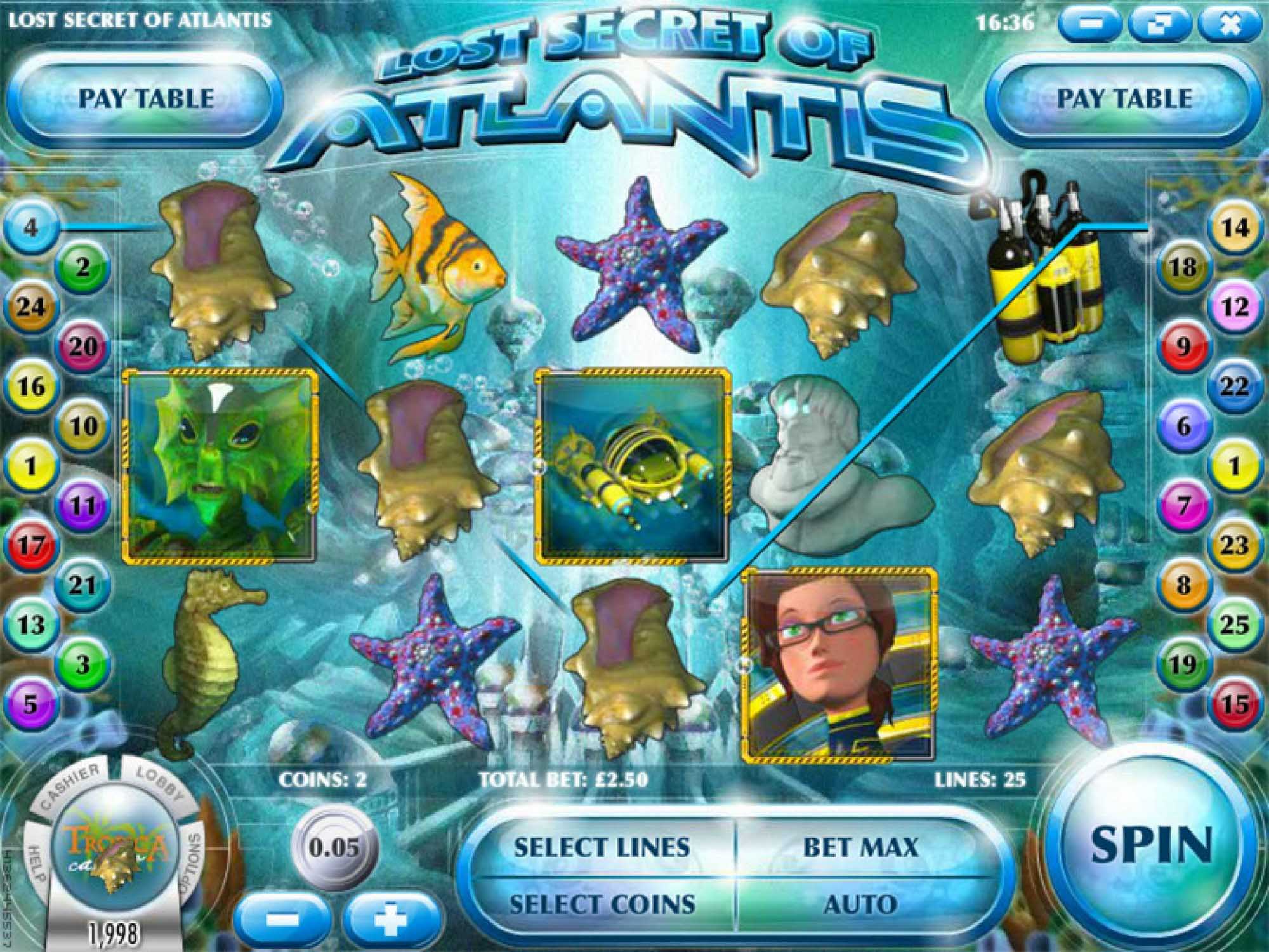 Lost Secret of Atlantis video slot machine screenshot