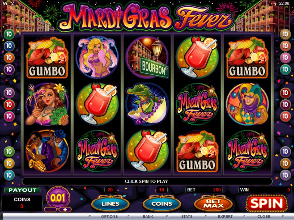 Mardi Gras Fever video slot machine screenshot