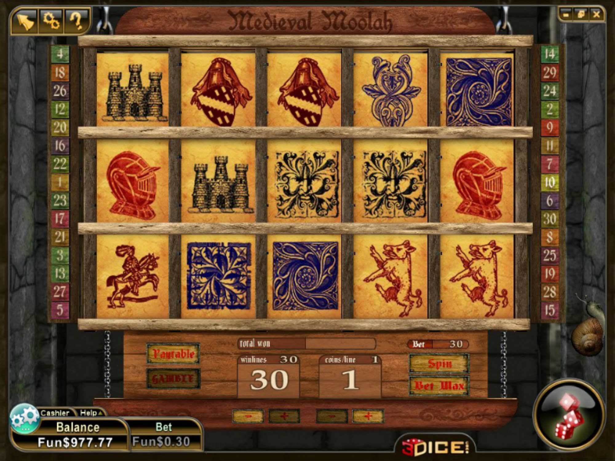 Medieval Moolah video slot game screenshot