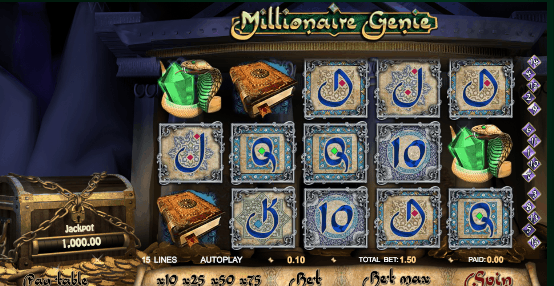 Millionaire Genie video slot machine screenshot