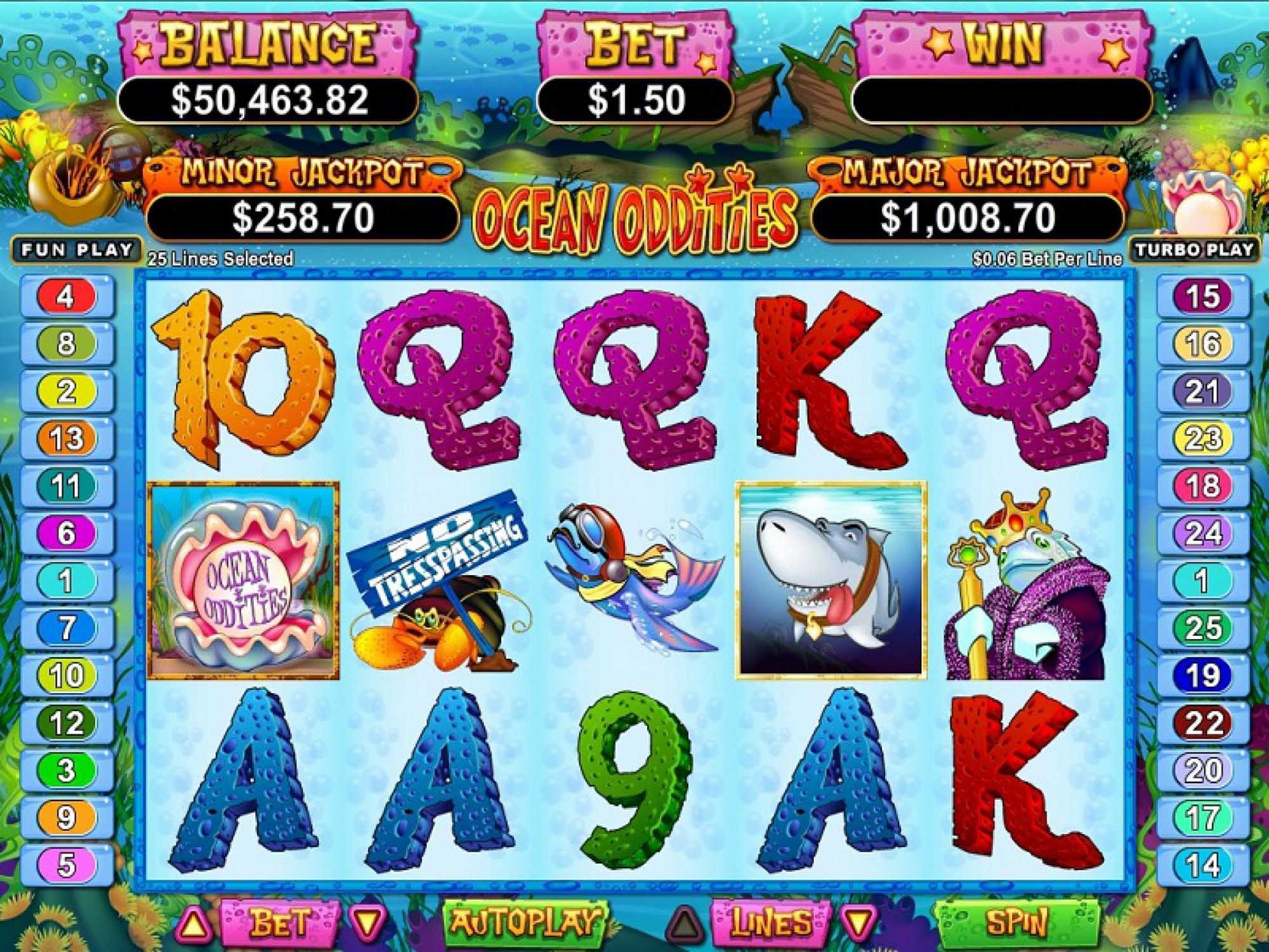 Ocean Oddities video slot machine screenshot