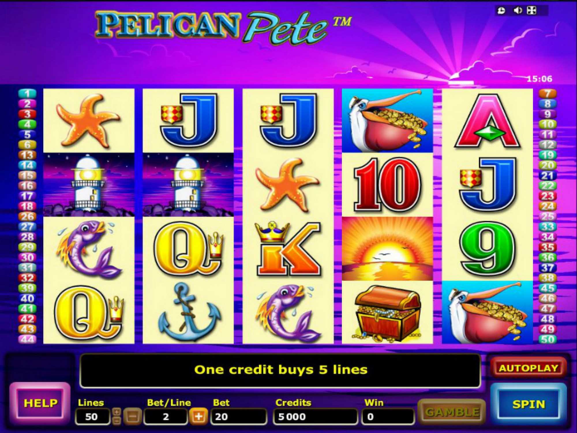 Pelican Pete video slot machine screenshot