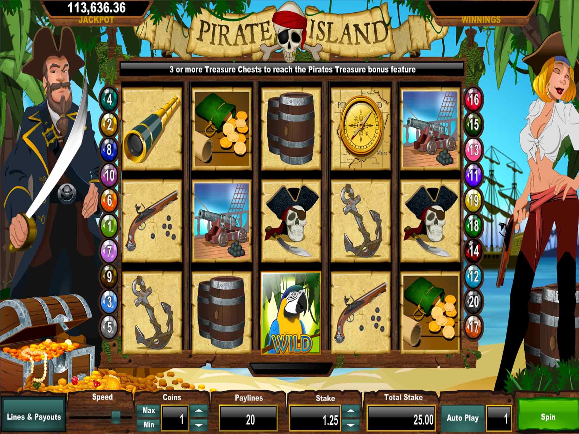 Pirates Island video slot machine screenshot