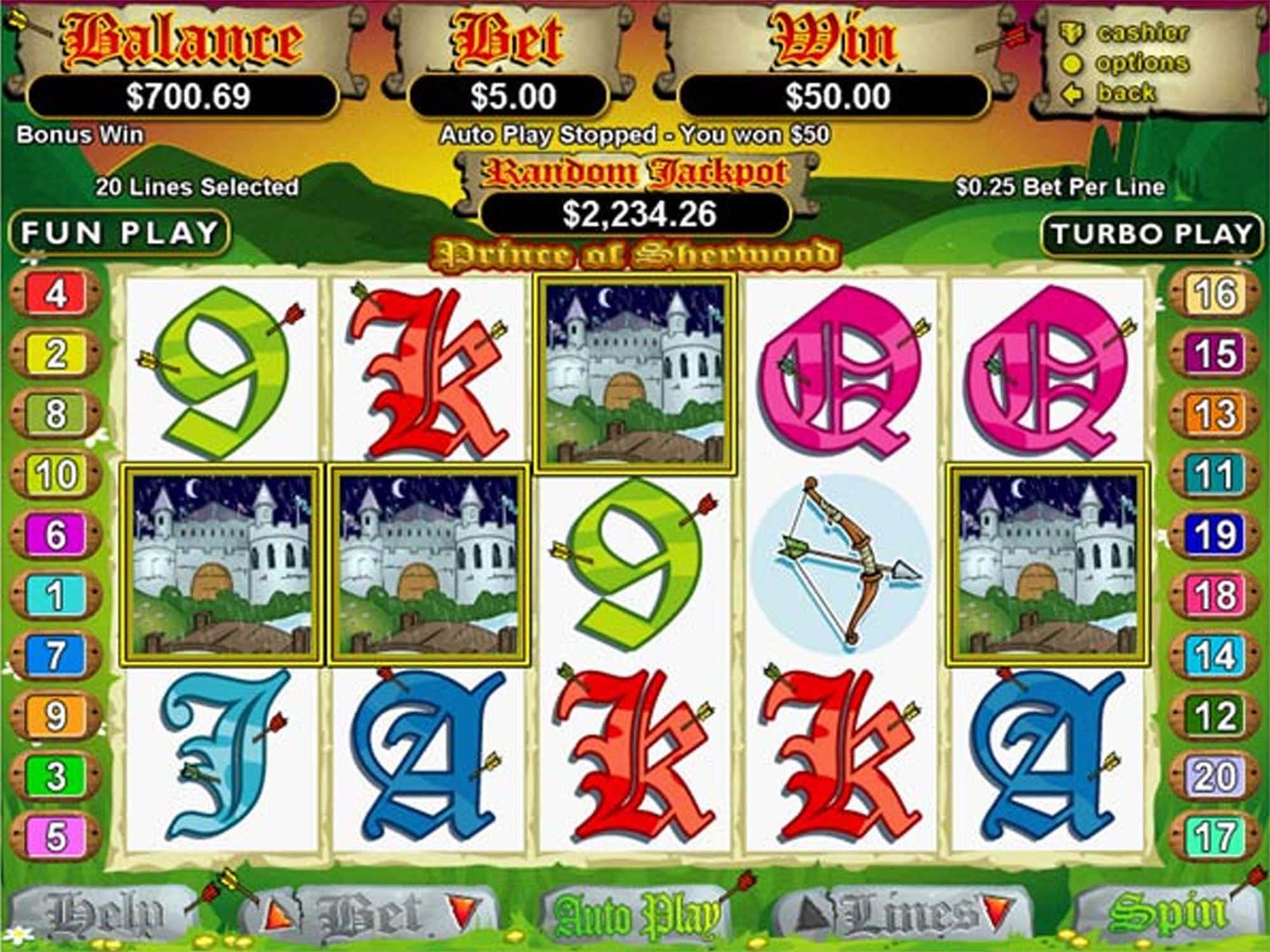 Prince of Sherwood video slot machine screenshot