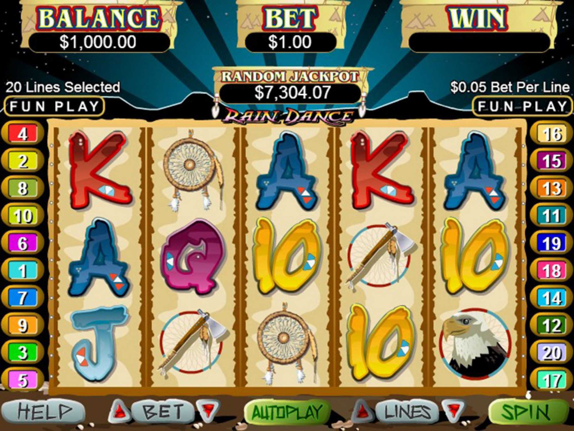 Rain Dance slot machine screenshot