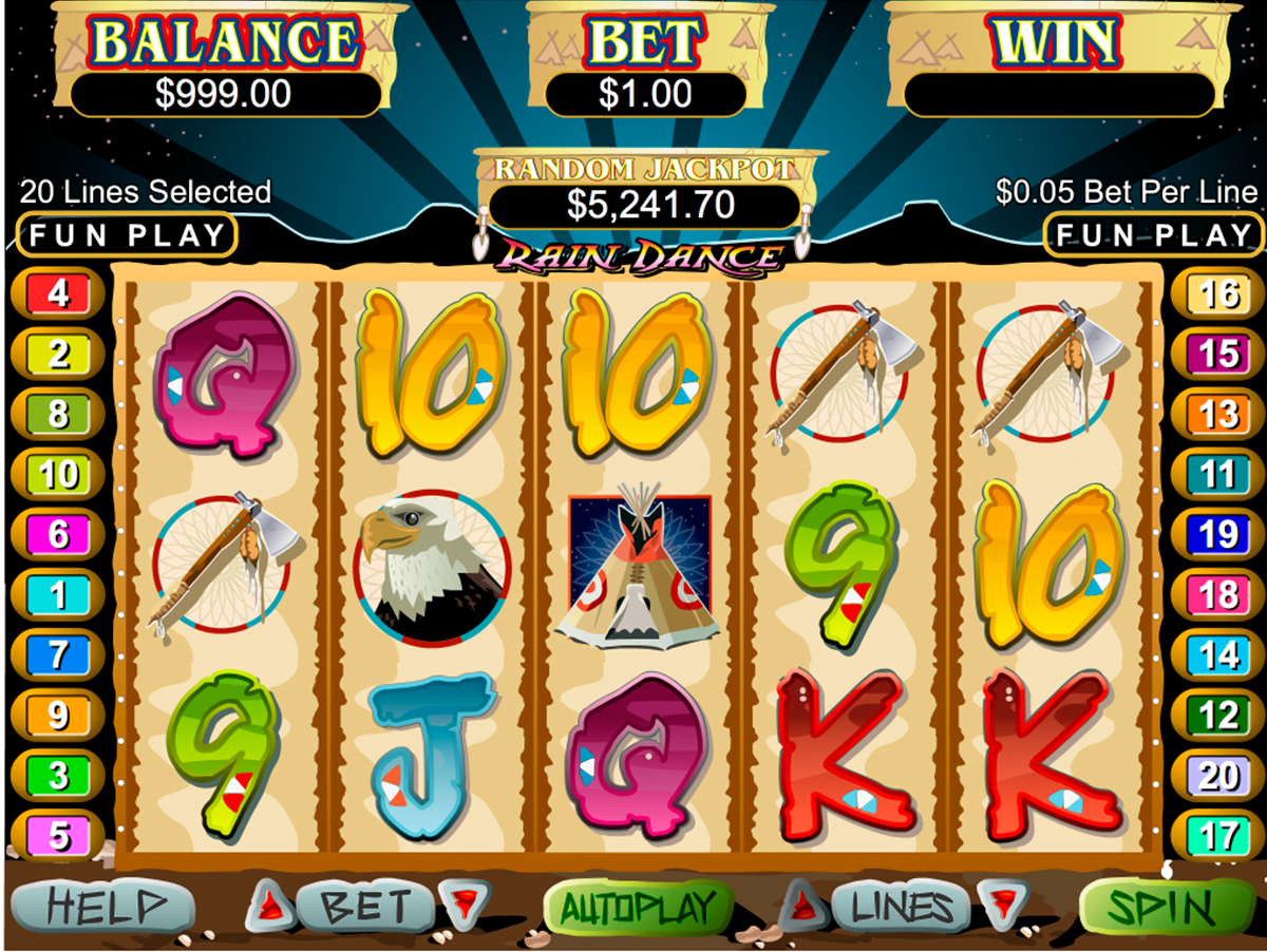 Rain Dance video slot machine screenshot