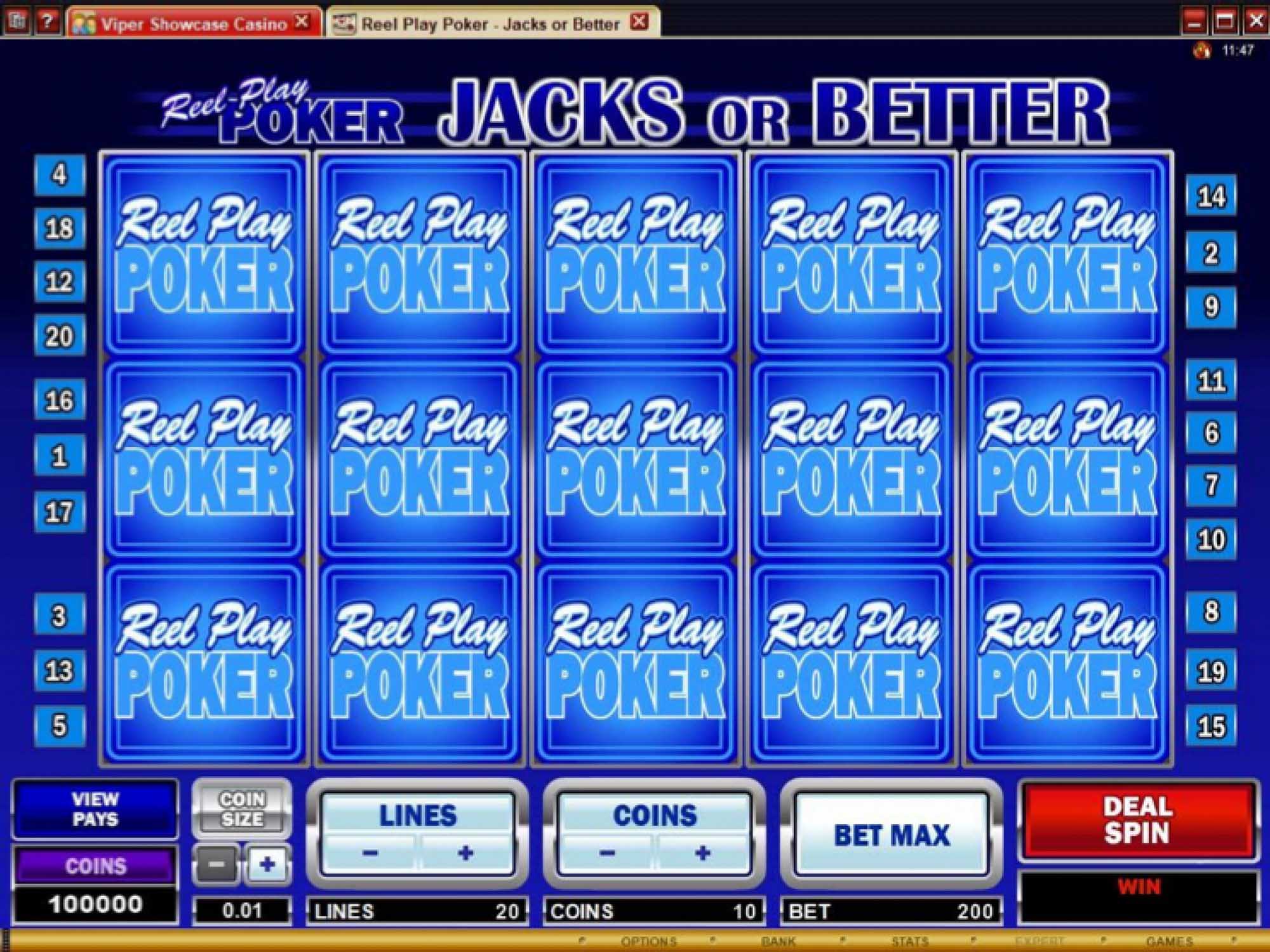 Reel Play Poker Jacks or Better slot game screenshot