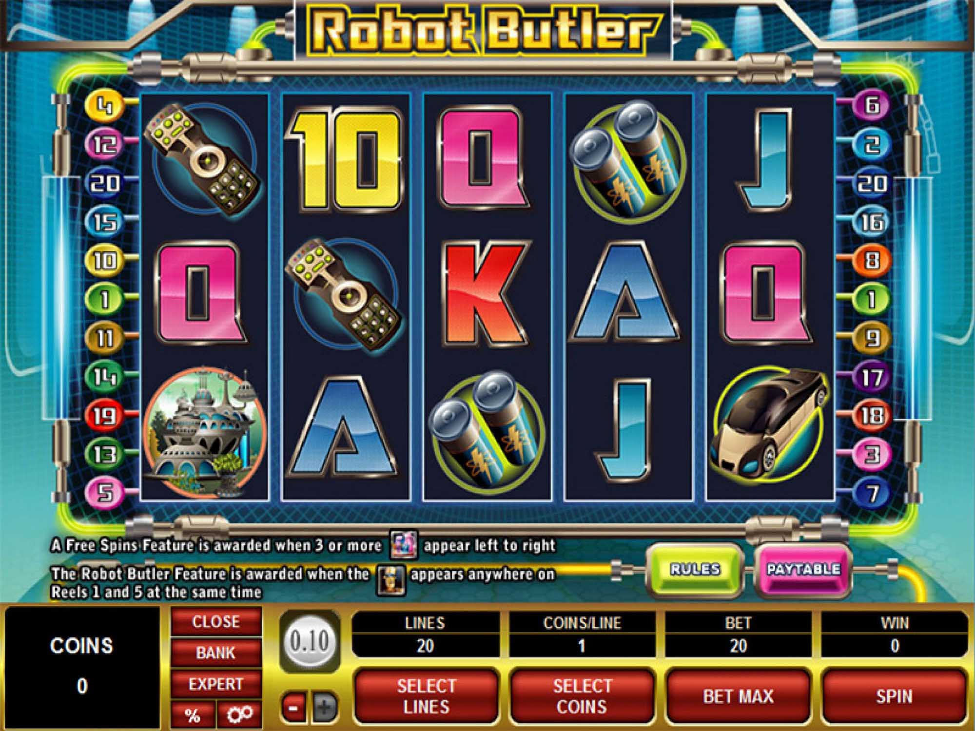 Robot Butler video slot machine screenshot