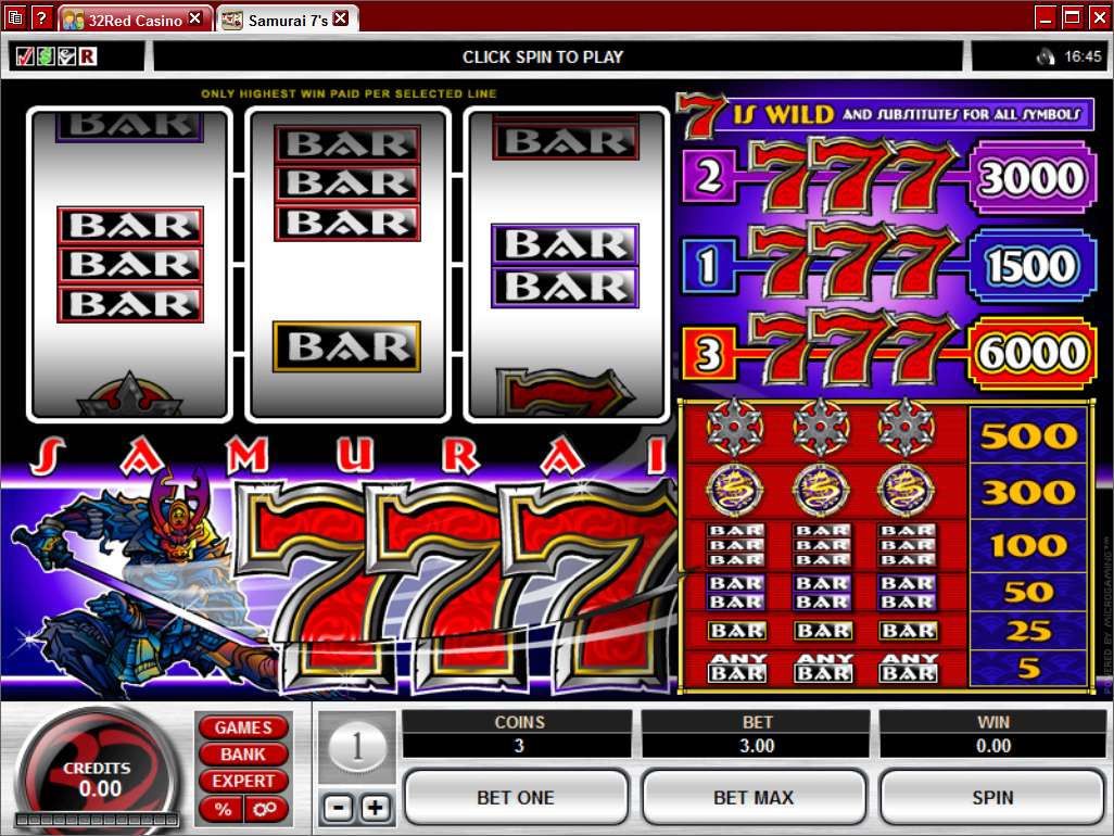 Samurai Sevens slot machine screenshot