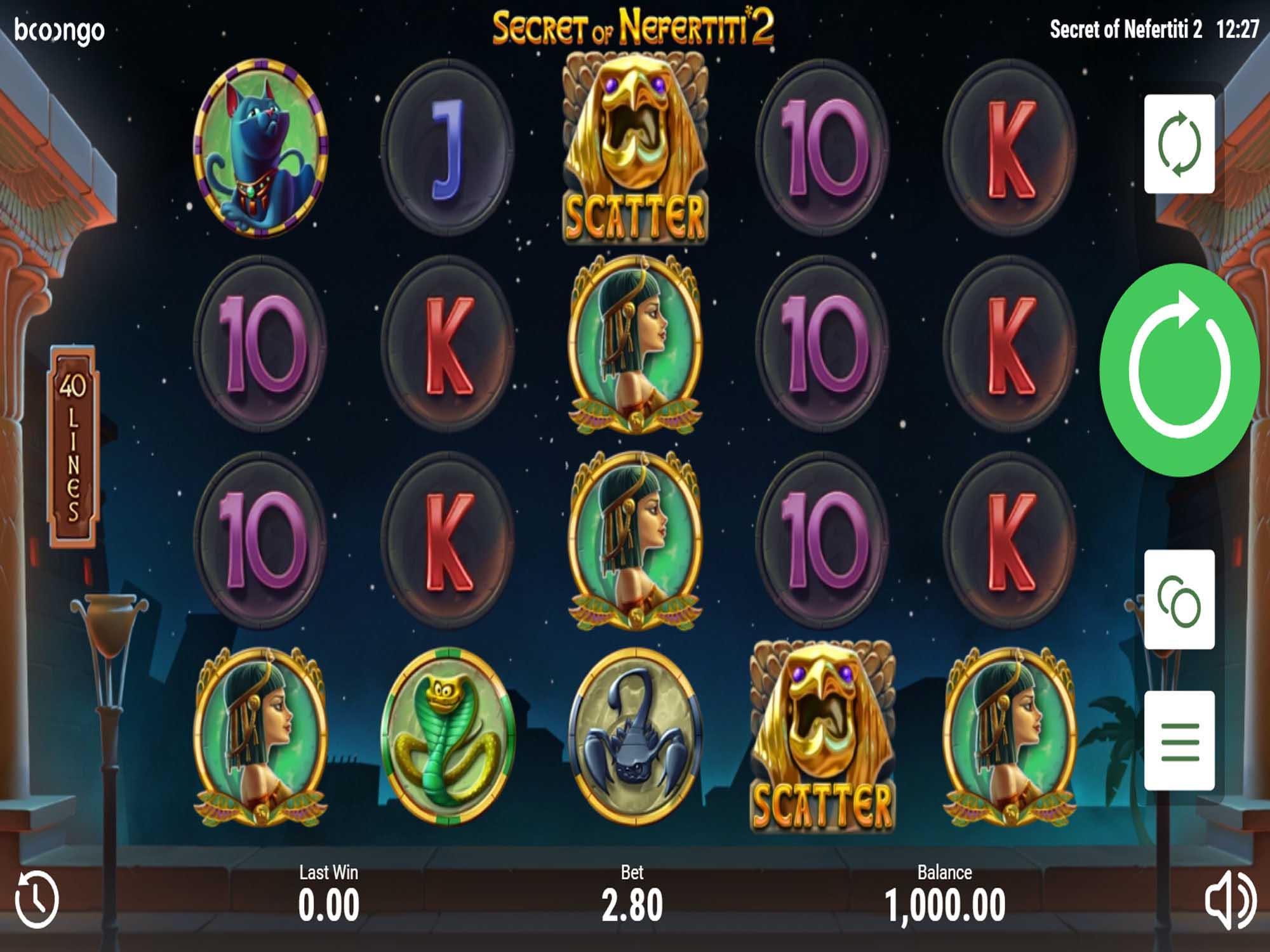 Secret of Nefertiti video slot machine screenshot