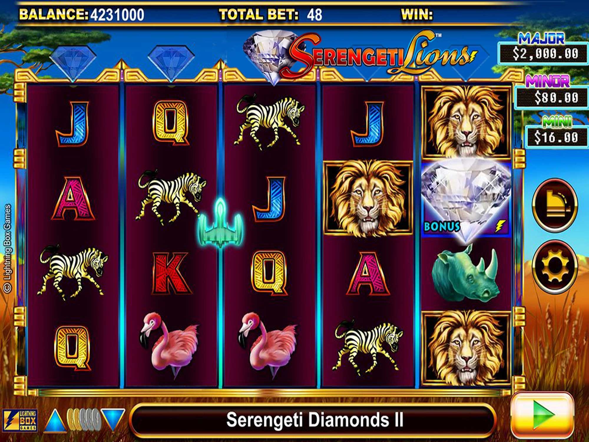 Serengeti Lions Stellar Jackpots video slot game screenshot