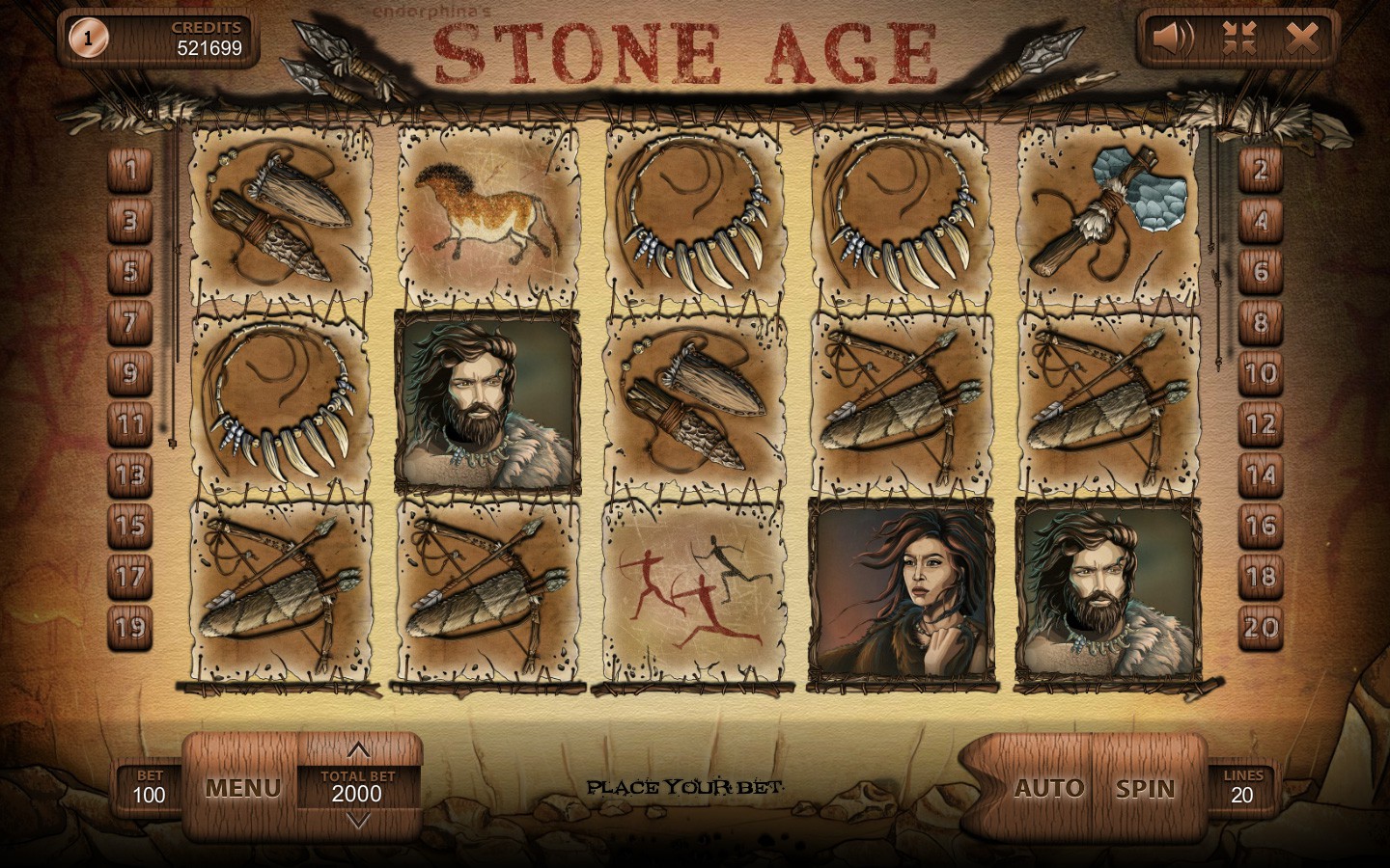 Stone Age slot machine screenshot