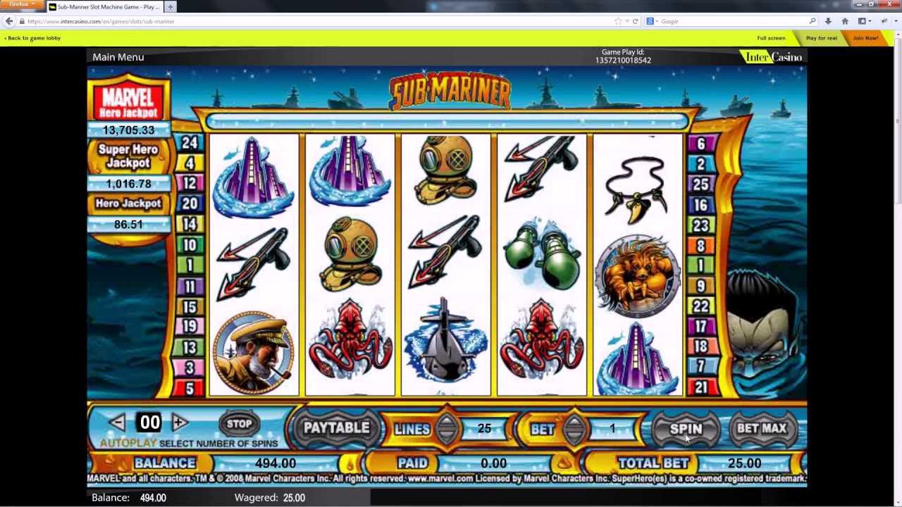 Sub Mariner slot machine screenshot