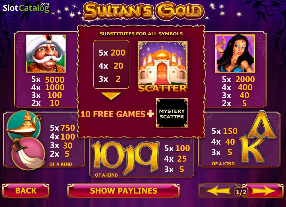 Sultans Gold slot machine screenshot