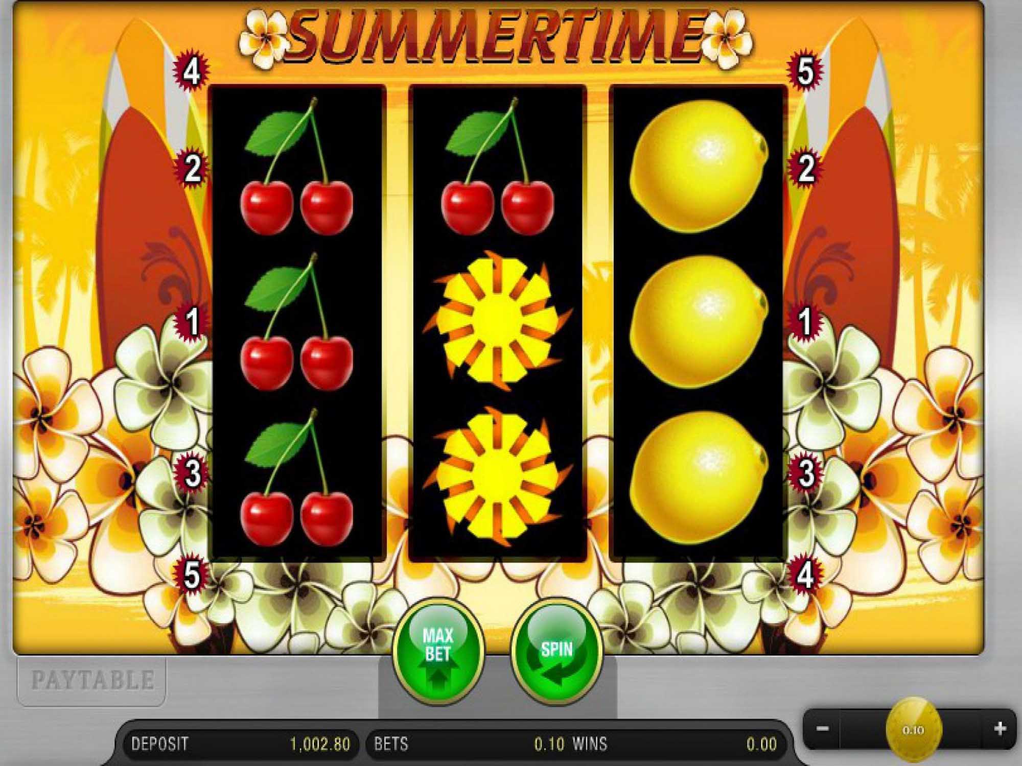 Summertime video slot game screenshot