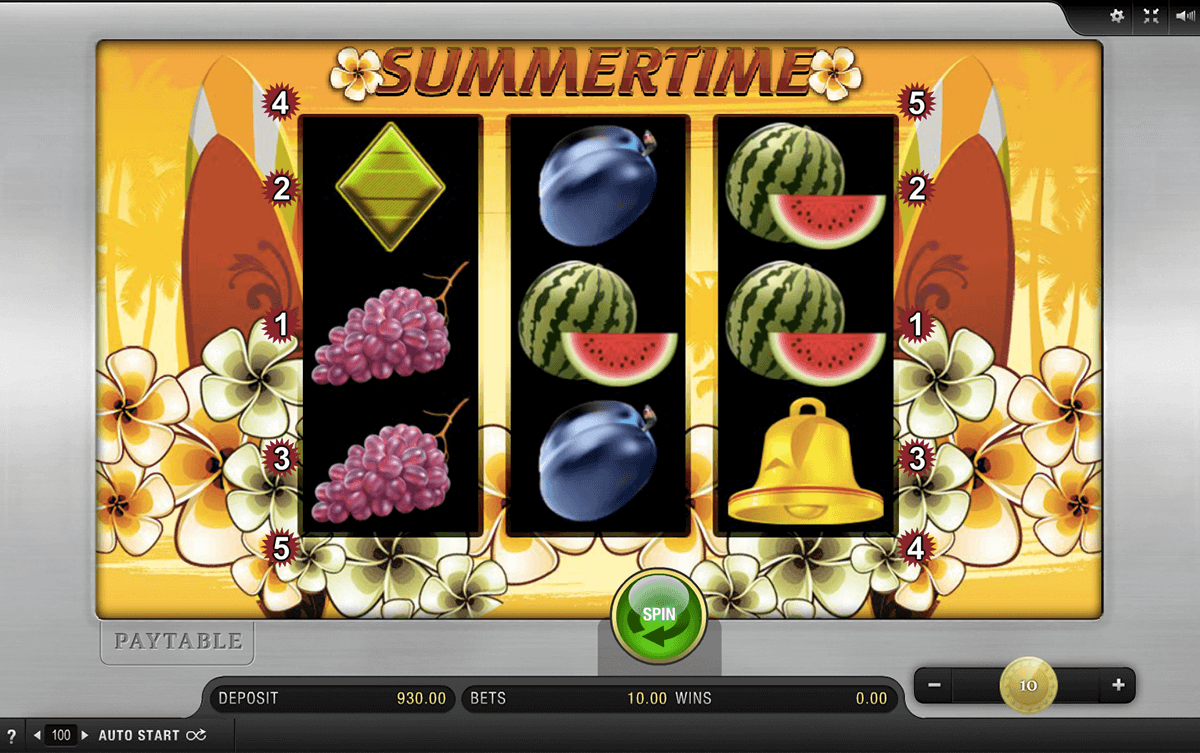 Summertime video slot machine screenshot