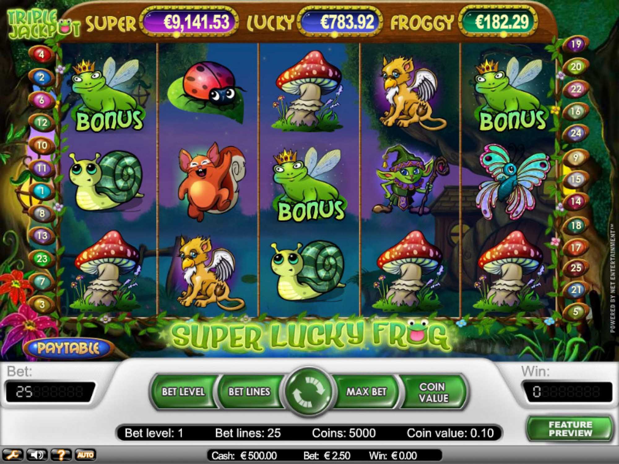 Super Lucky Frog video slot machine screenshot