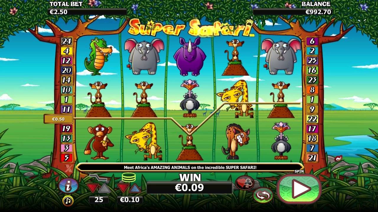 Super Safari video slot machine screenshot