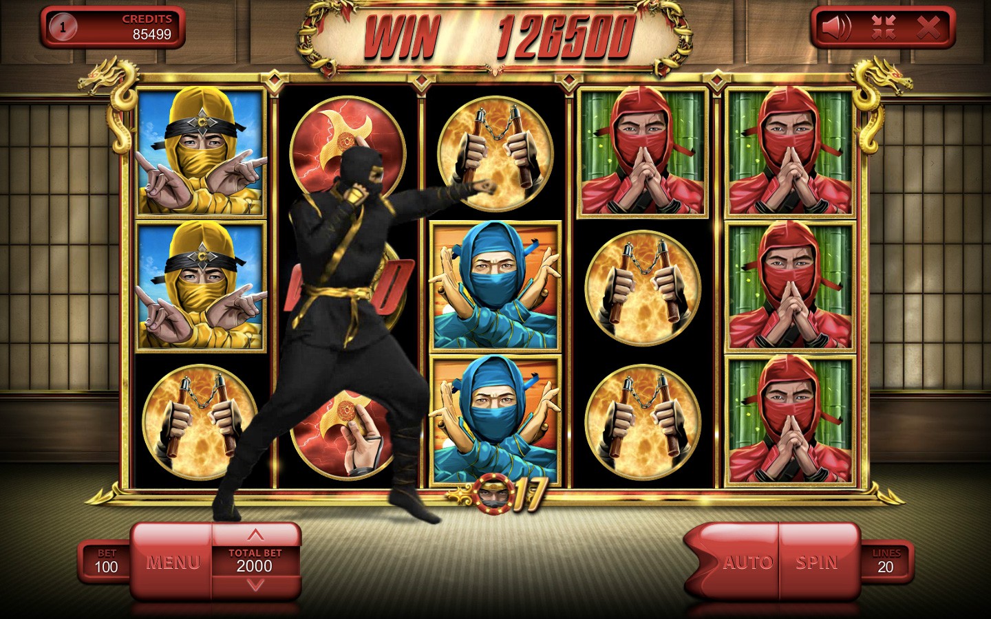 The Ninja video slot game screenshot