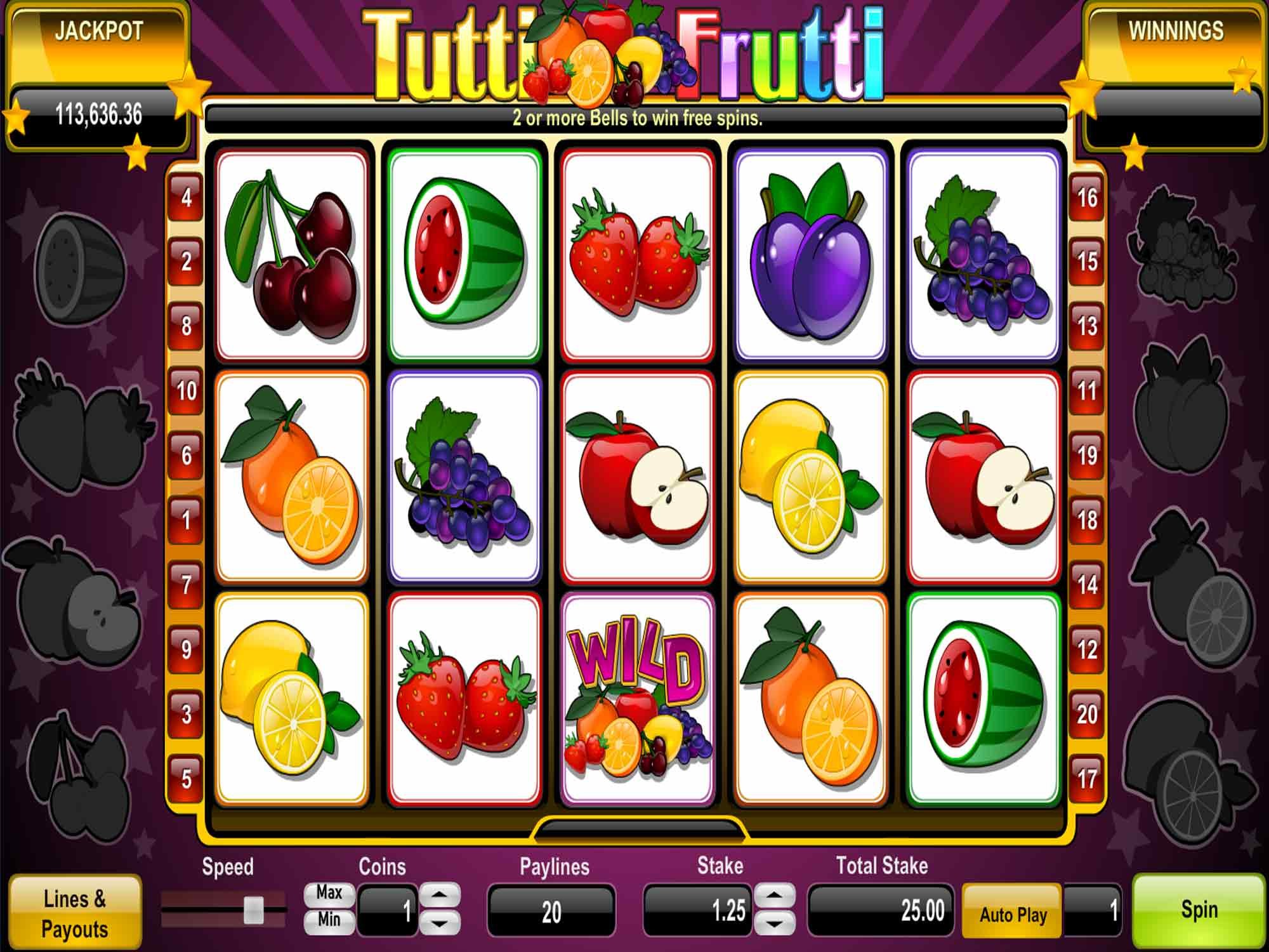 Tutti Fruity video slot machine screenshot