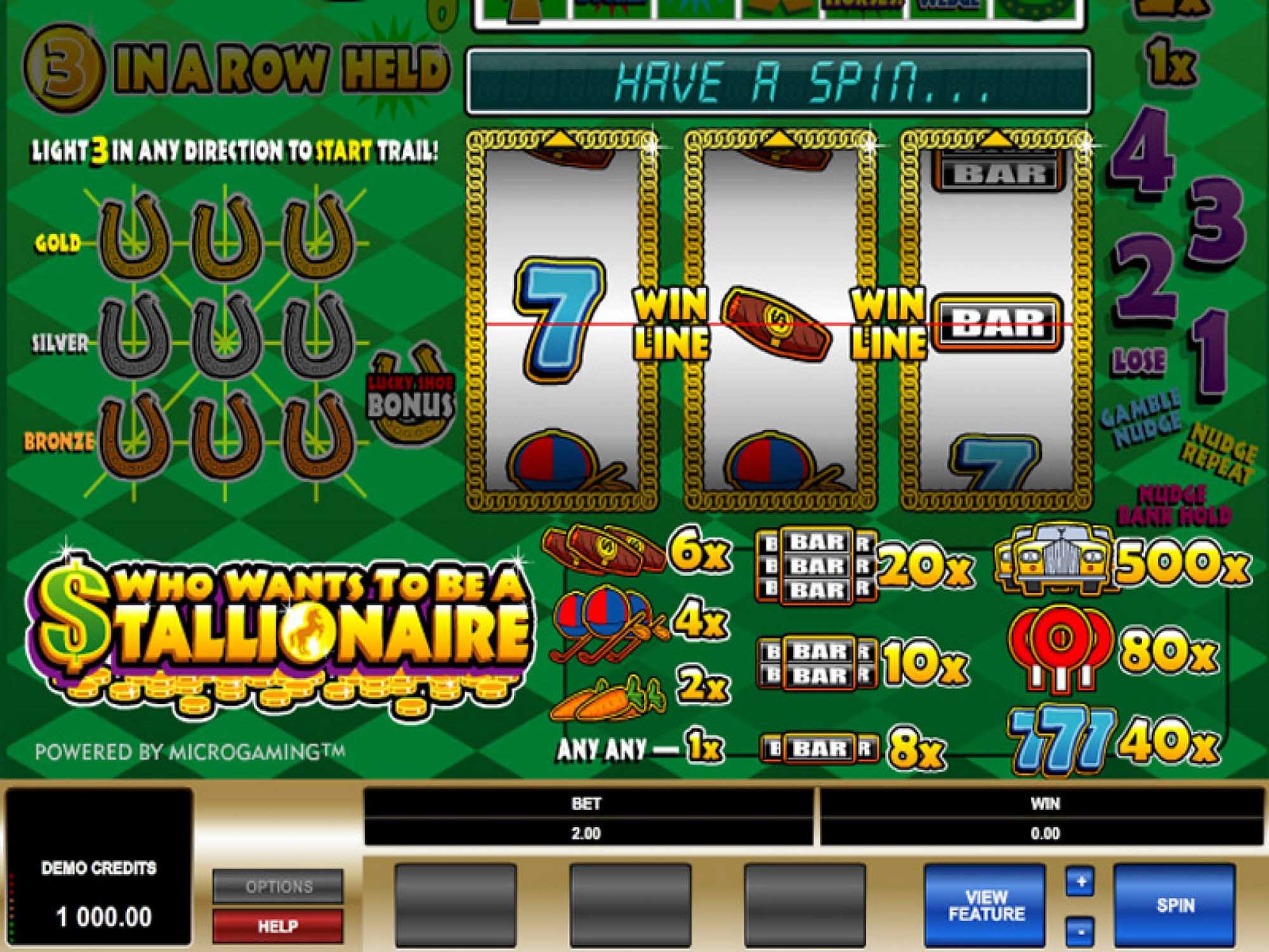 Who Wants to be a Stallionaire video slot machine screenshot