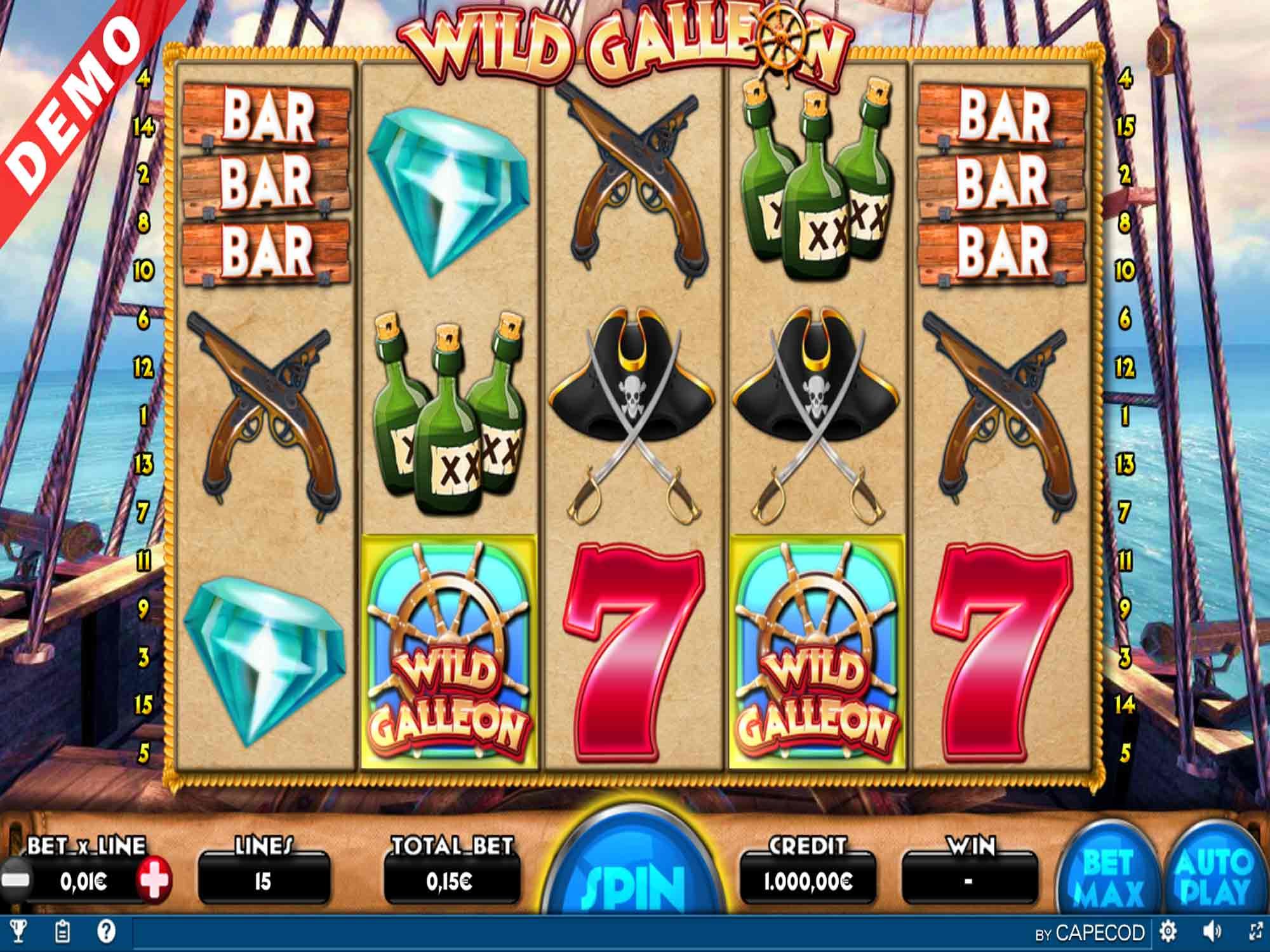 Wild Galleon video slot machine screenshot