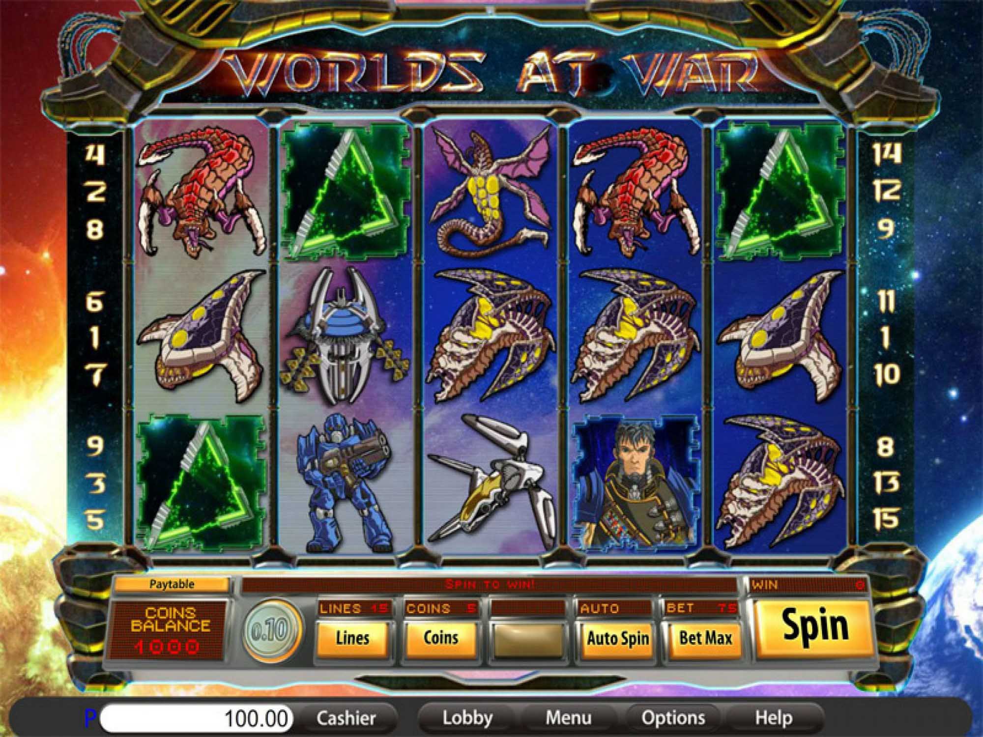 Worlds at War video slot machine screenshot